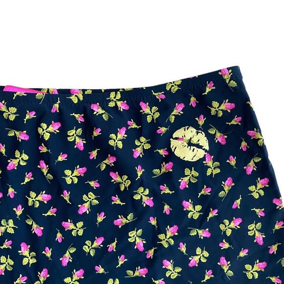 Betsey Johnson Floral Swim Coverup Skirt - Black and Pink - Picture 3 of 9